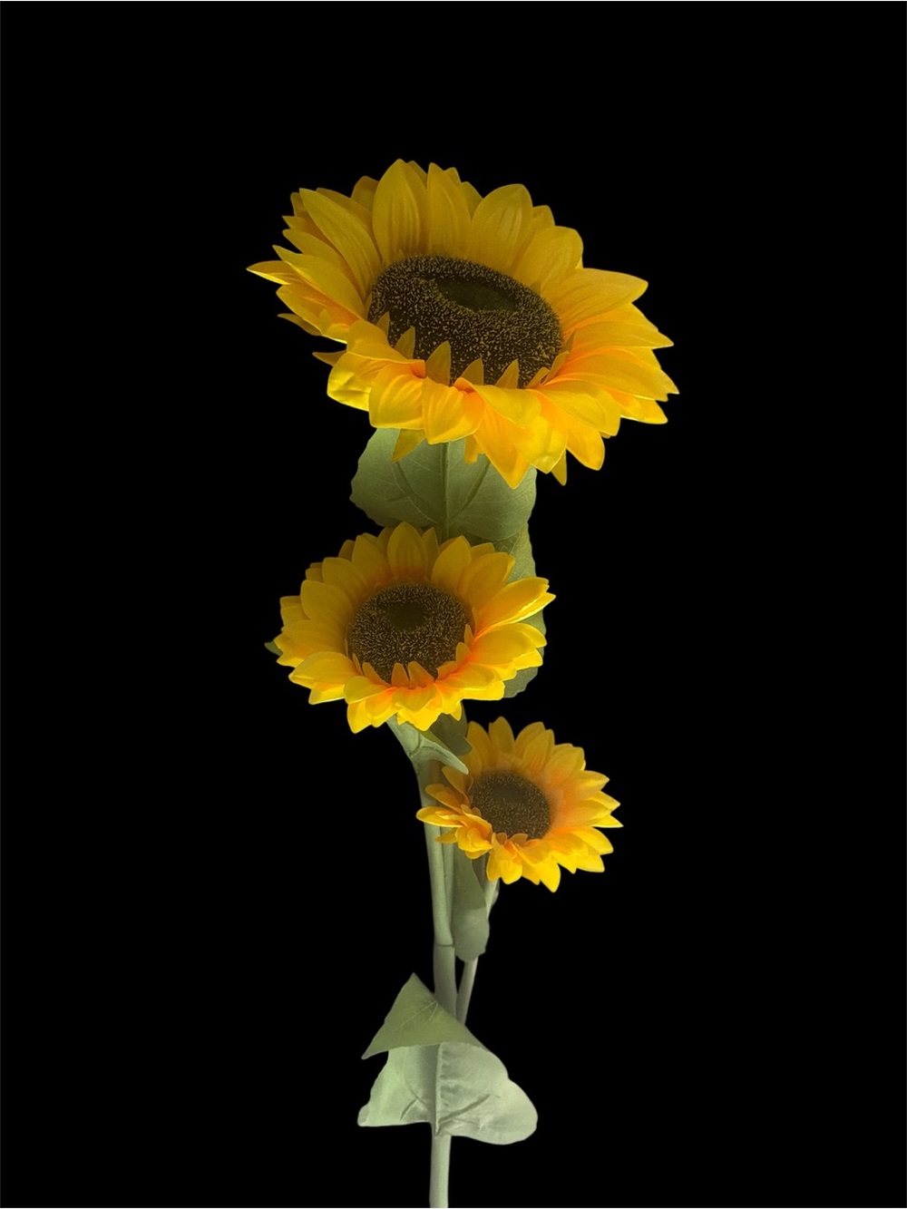 Yellow Artificial Sunflower Stem Trio - Decorative Home Accent